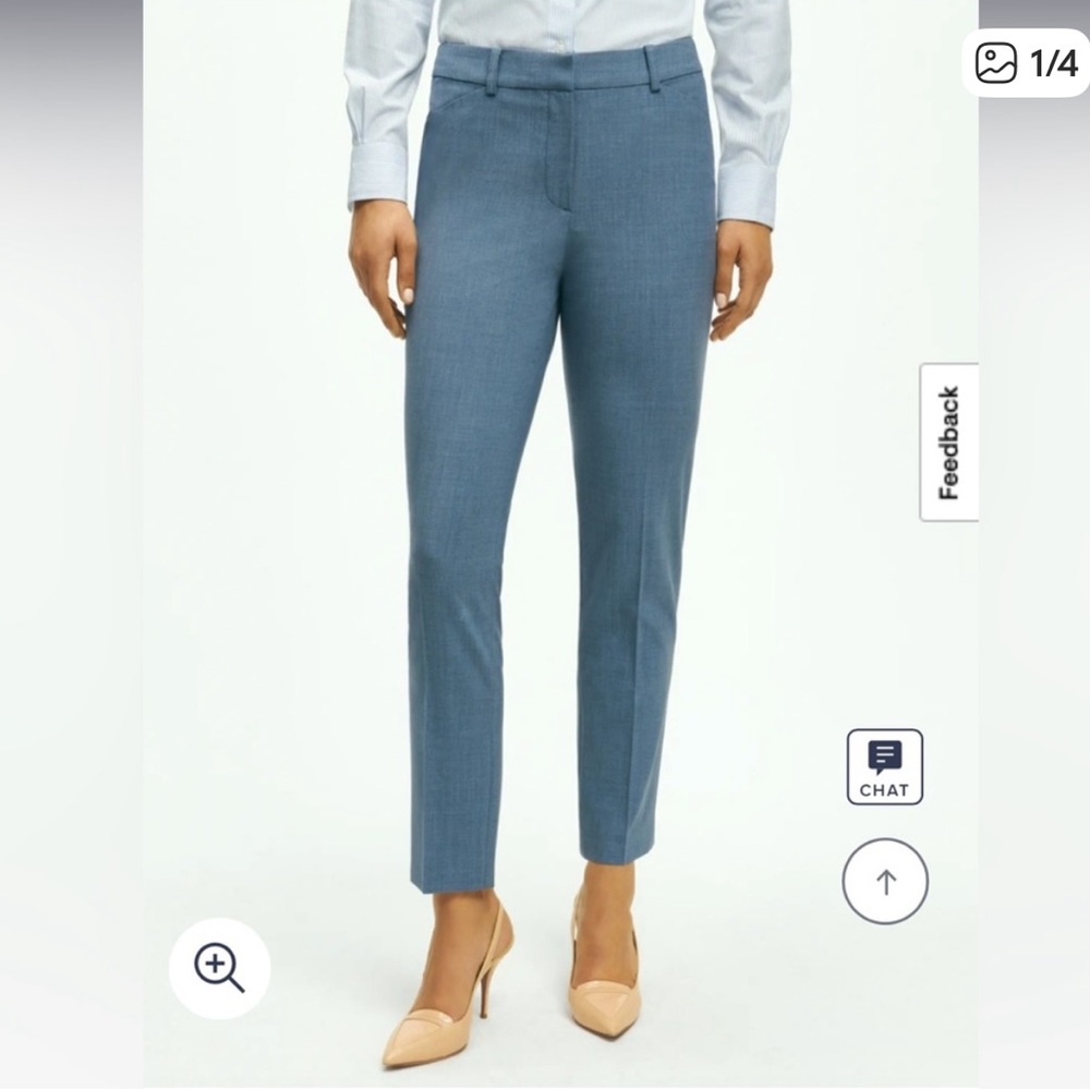 Brooks Brothers Essential Stretch Wool Slim Ankle Pants in Blue